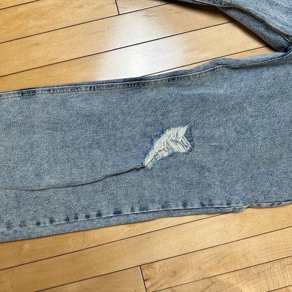 AVEC LES FILLES Acid Wash Distressed Destroyed Wide Leg Denim Jeans Size 29 - Picture 3 of 15